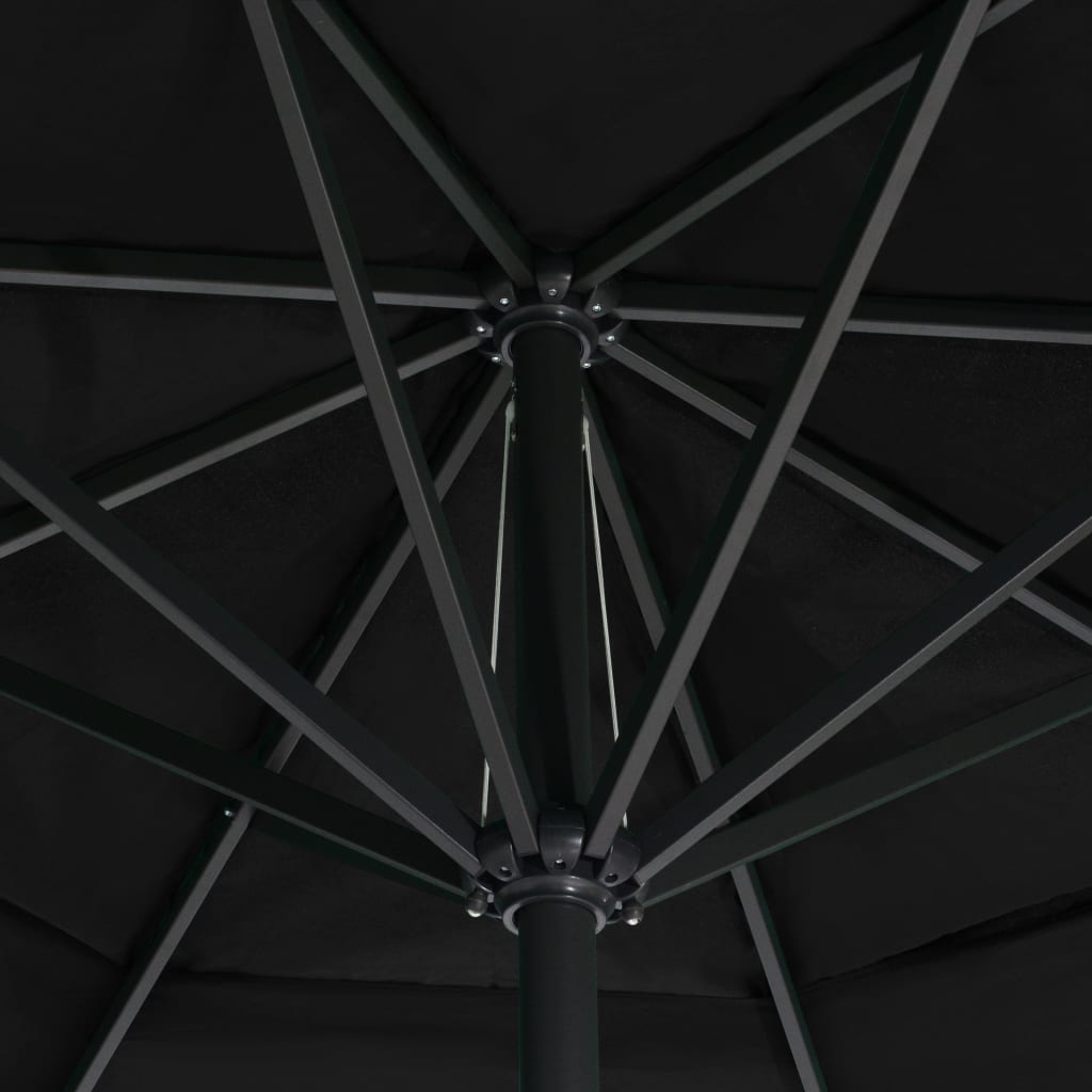 vidaXL Vonkajší slnečník s hliníkovou tyčou 500 cm, čierny