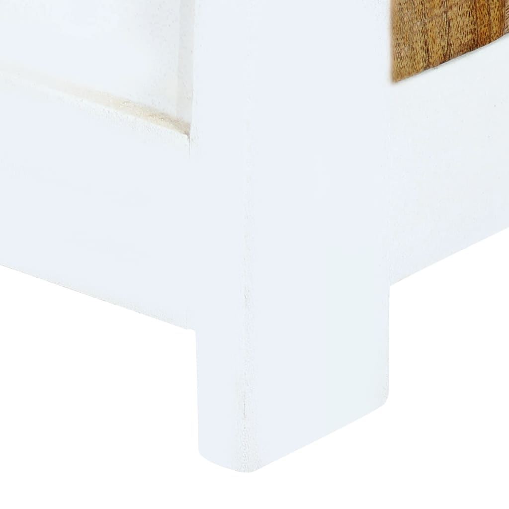 vidaXL Vysoká skrinka, bielo hnedá 40x30x128 cm, surový mangový masív