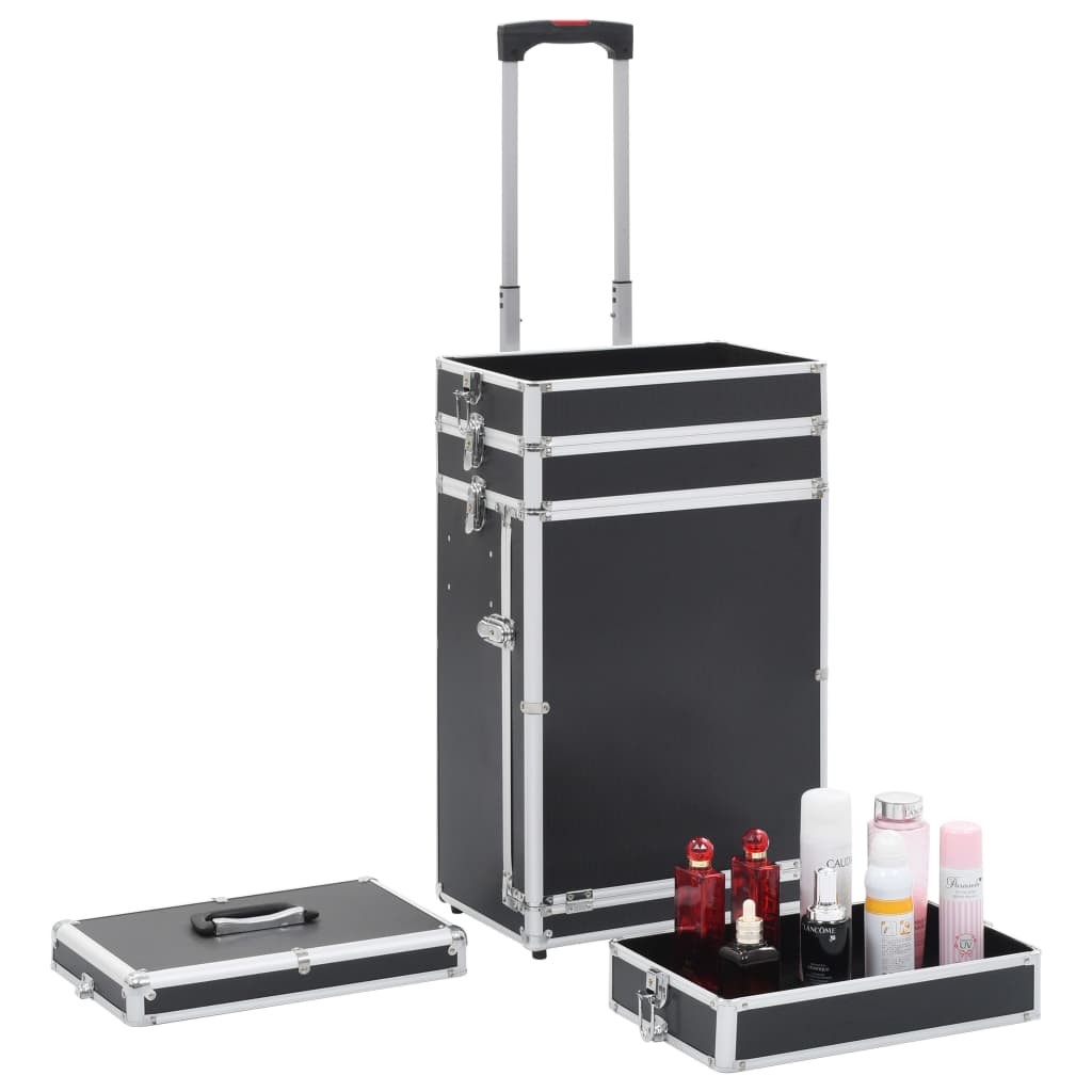 vidaXL Make-up kufrík čierny hliníkový