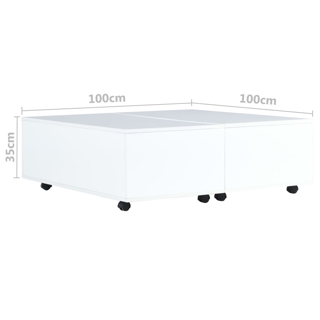 vidaXL Konferenčný stolík, vysoký lesk, biely 100x100x35 cm
