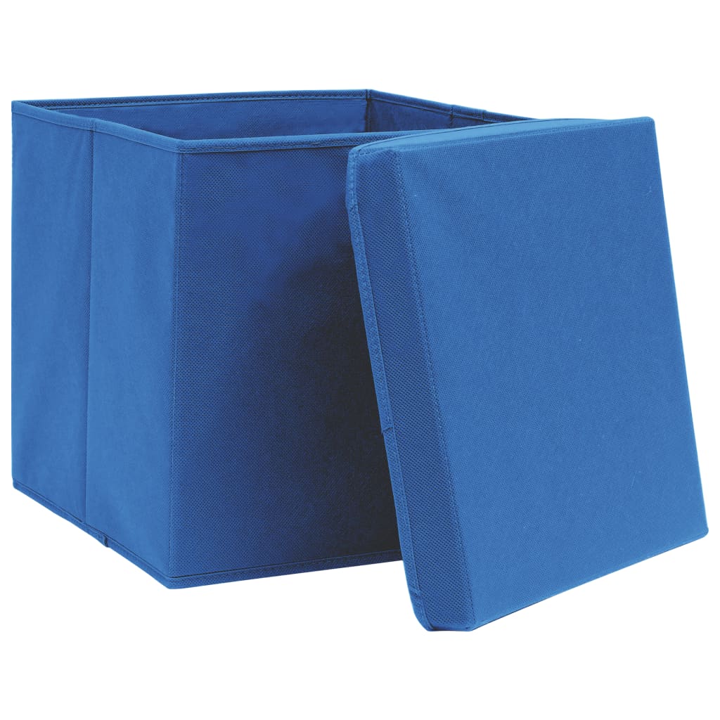 vidaXL Úložné boxy s vekom 4 ks, 28x28x28 cm, modré