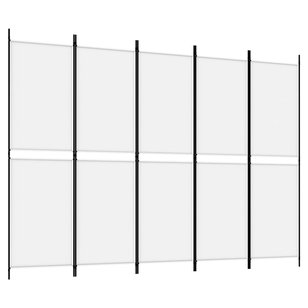 vidaXL 5-panelový paraván biely 250x180 cm látka