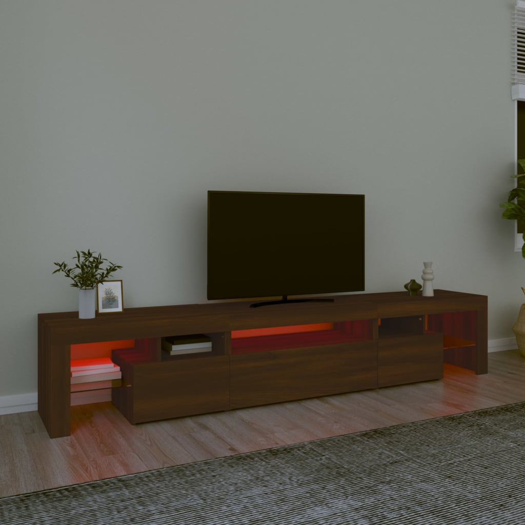 vidaXL TV skrinka s LED svetlami hnedý dub 215x36,5x40 cm