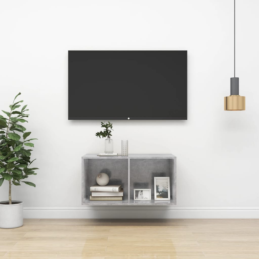 vidaXL Nástenná TV skrinka, betónovo sivá 37x37x72cm, kompozitné drevo