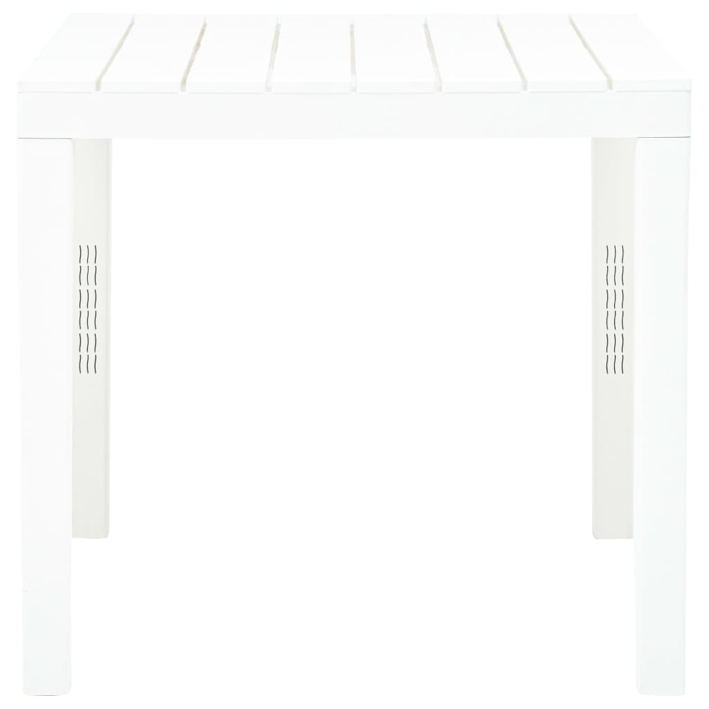 vidaXL Záhradný stôl, biely 78x78x72 cm, plast