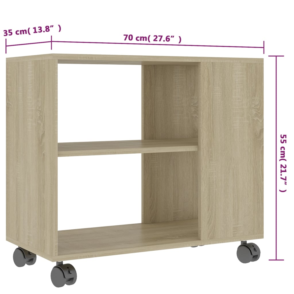 vidaXL Príručný stolík, dub sonoma 70x35x55 cm, kompozitné drevo