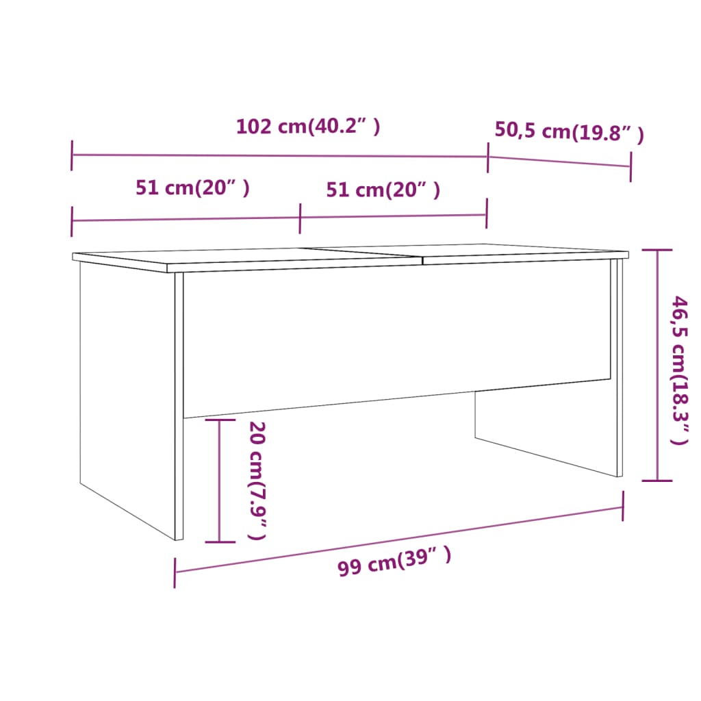 vidaXL Konferenčný stolík betónový 102x50,5x46,5 cm spracované drevo