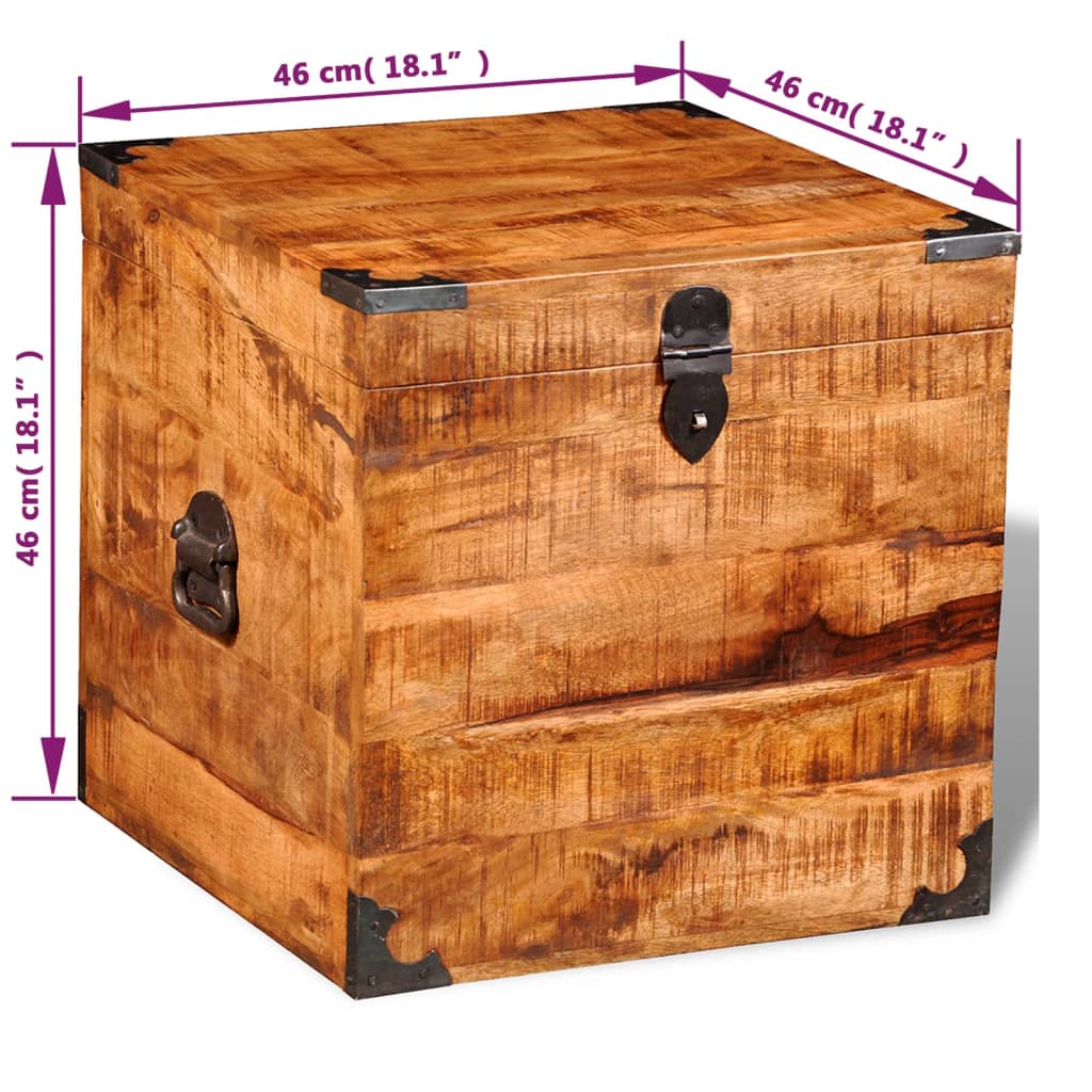 vidaXL Skladovacia truhlica v tvare kocky, surové mangové drevo