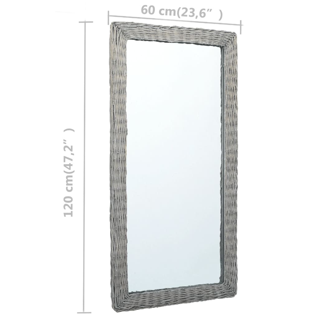 vidaXL Zrkadlo 120x60 cm, prútie