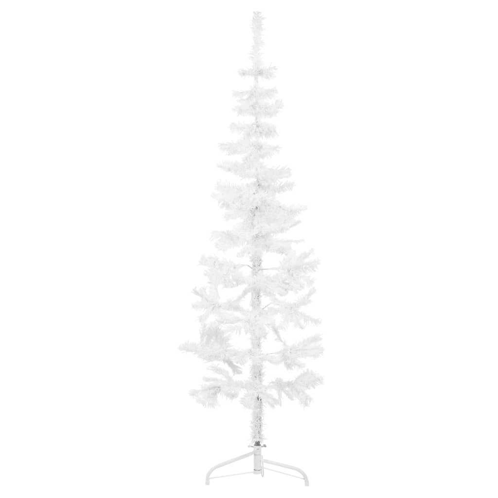 vidaXL Umelý vianočný polovičný stromček so stojanom, biely 120 cm