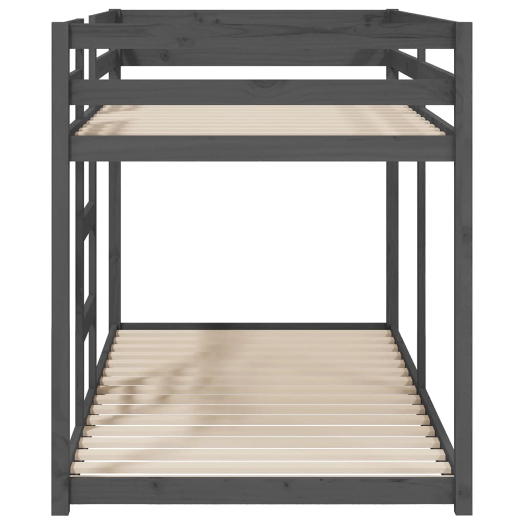 vidaXL Poschodová posteľ sivá 90x200 cm borovicový masív