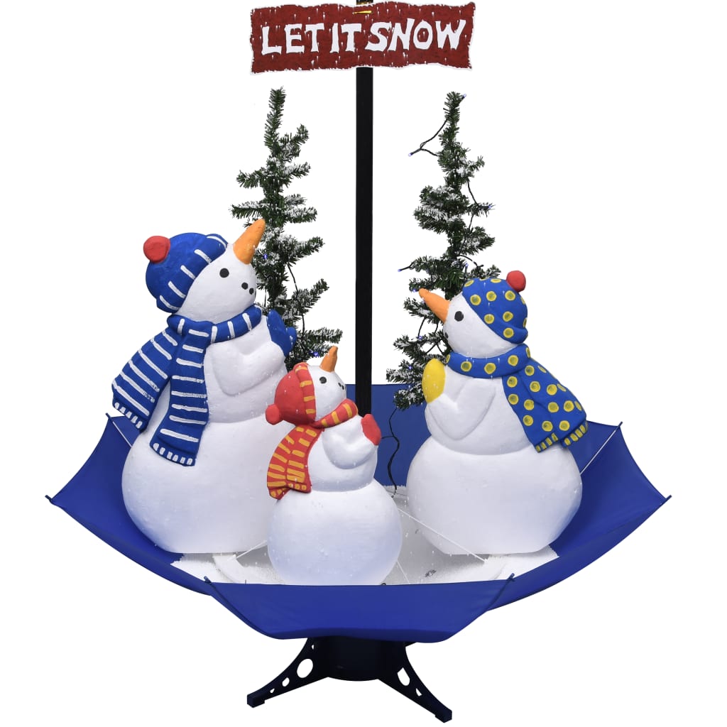 vidaXL Snežiaci vianočný stromček s dáždnikovým podstavcom modrý 170 cm PVC