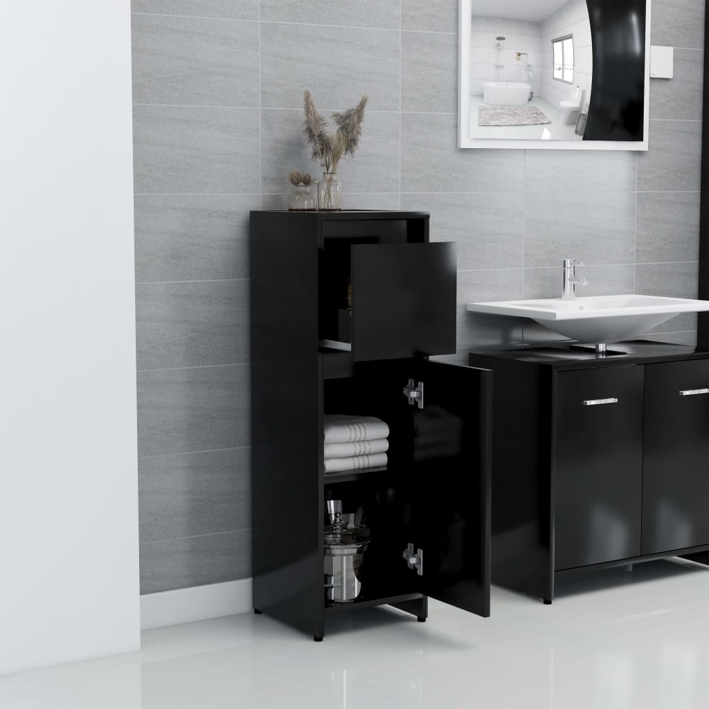 vidaXL 3-dielna súprava kúpeľňového nábytku, čierna, drevotrieska