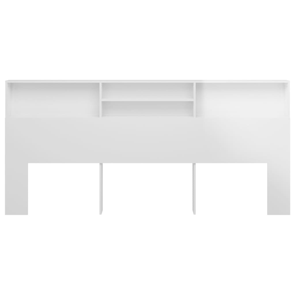 vidaXL Čelo postele so skrinkou lesklé biele 220x19x103,5 cm