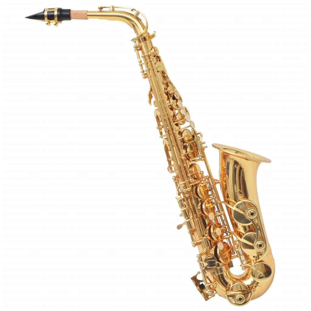 vidaXL Altový saxofón, žltá mosadz so zlatým lakom, Eb