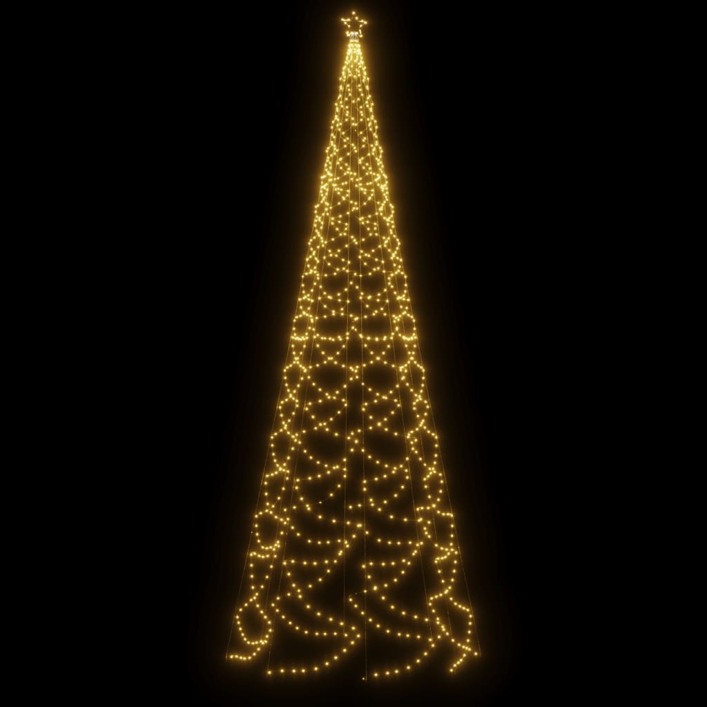 vidaXL Vianočný stromček s kovovým stĺpikom 1400 LED, teplý biely 5 m