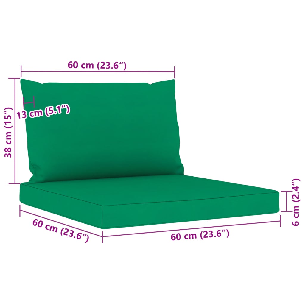 vidaXL 8-dielna záhradná sedacia súprava s podložkami zelená