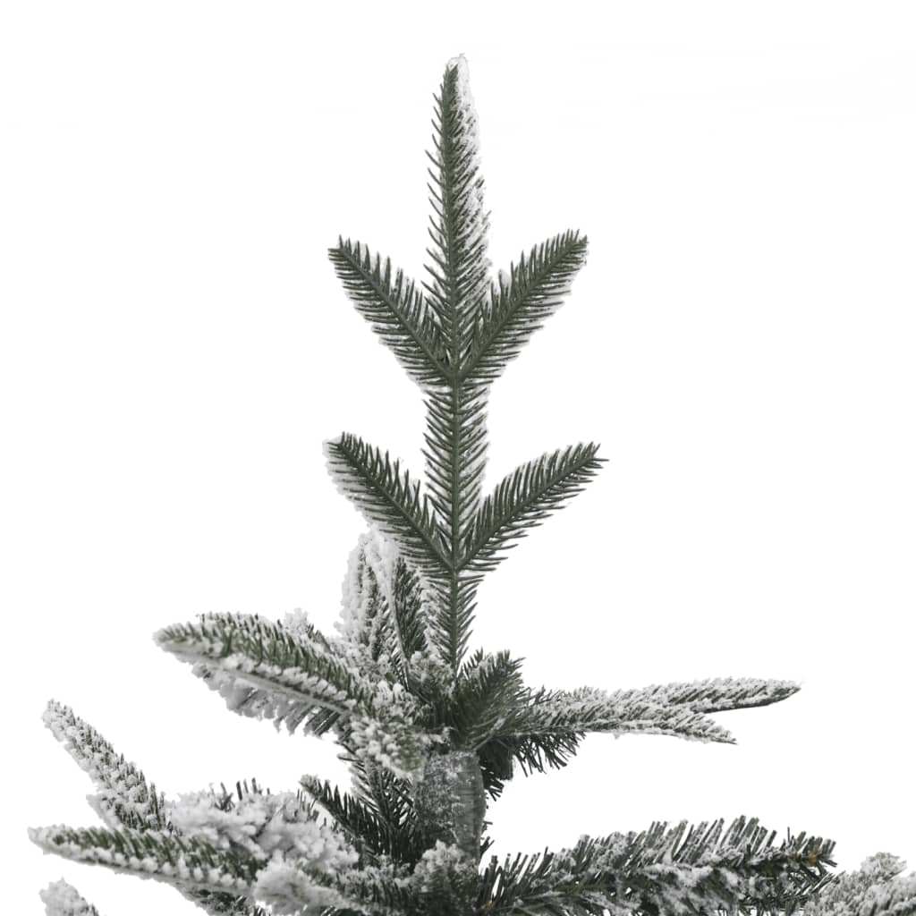vidaXL Osvetlený umelý vianočný stromček, zasnežený 210 cm, PVC a PE