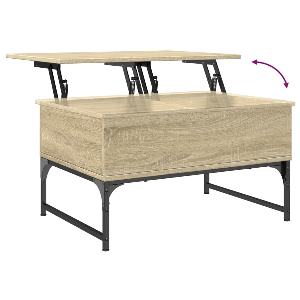 vidaXL Konferenčný stolík, dub sonoma 70x50x40cm, kompozitné drevo+kov