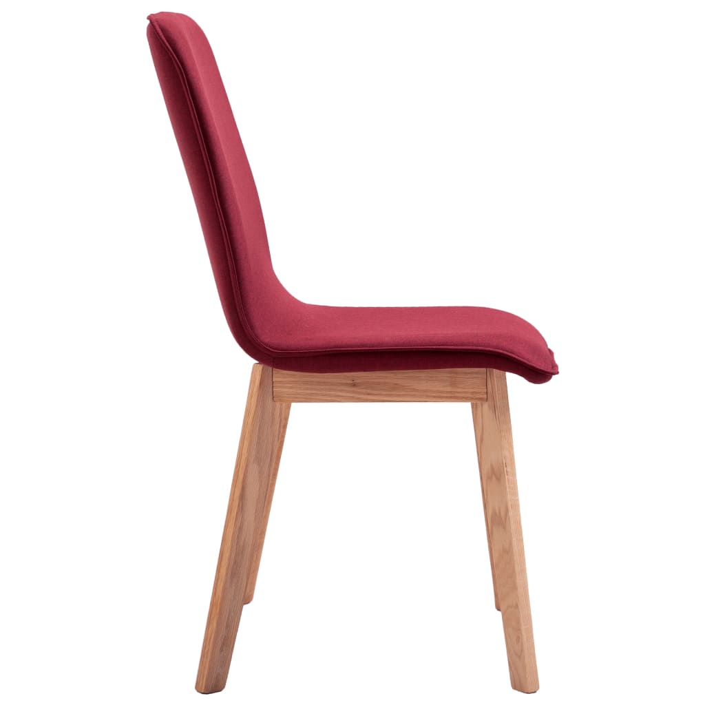 vidaXL Jedálenské stoličky 6 ks, červené, látka a dubový masív