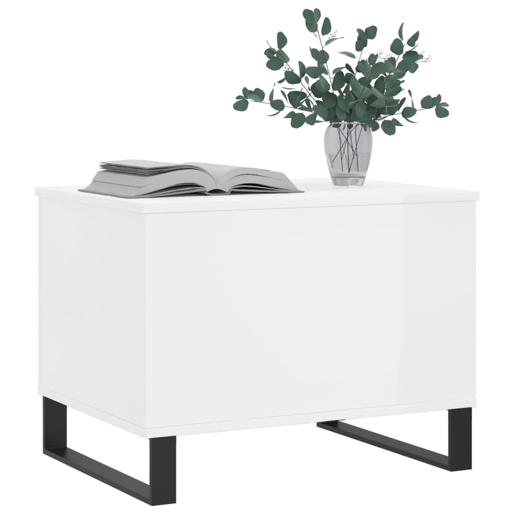 vidaXL Konferenčný stolík lesklý biely 60x44,5x45 cm spracované drevo