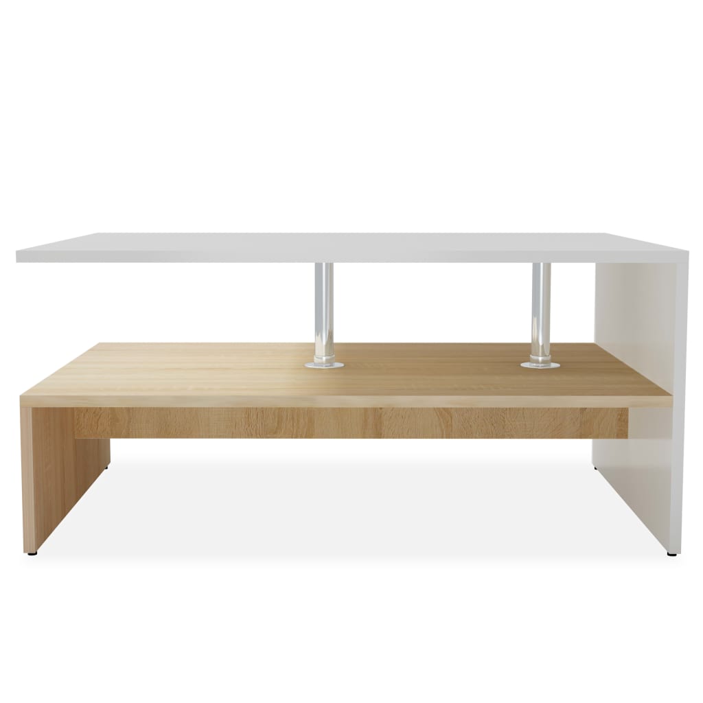 vidaXL Konferenčný stolík, drevotrieska, 90x59x42 cm, dubový a biely