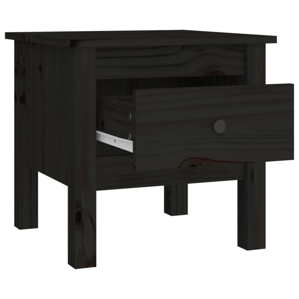vidaXL Bočný stolík čierny 40x40x39 cm borovicový masív