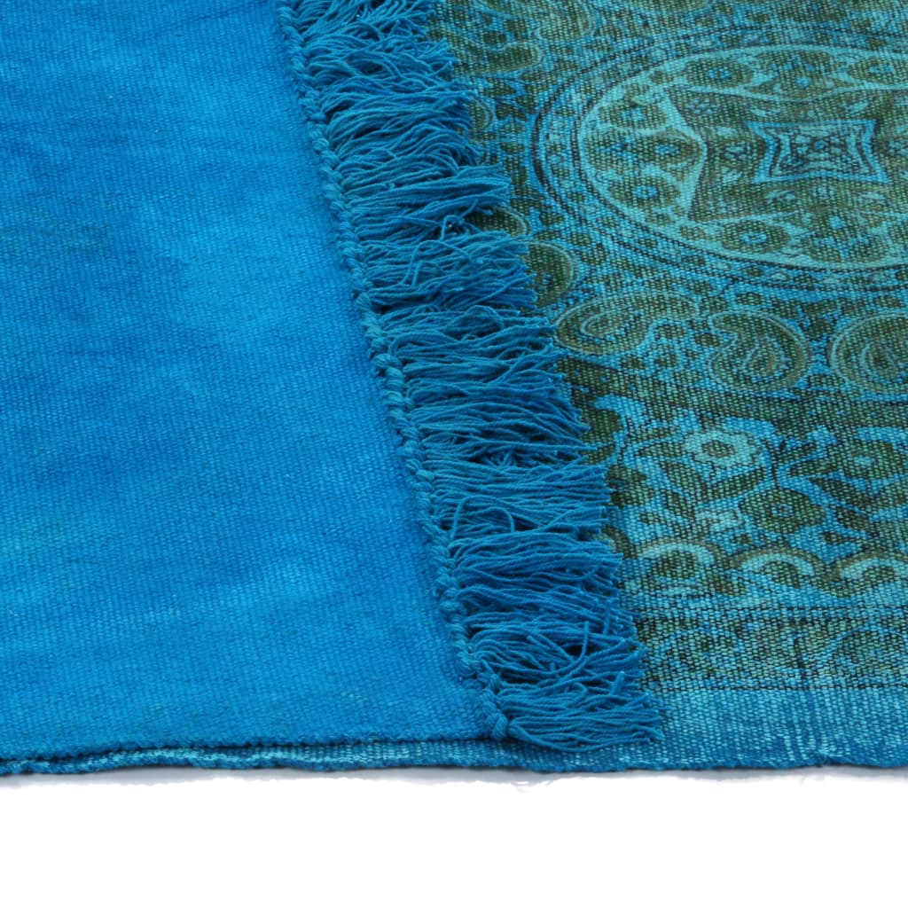 vidaXL Kilim bavlnený koberec so vzormi 120x180 cm tyrkysový