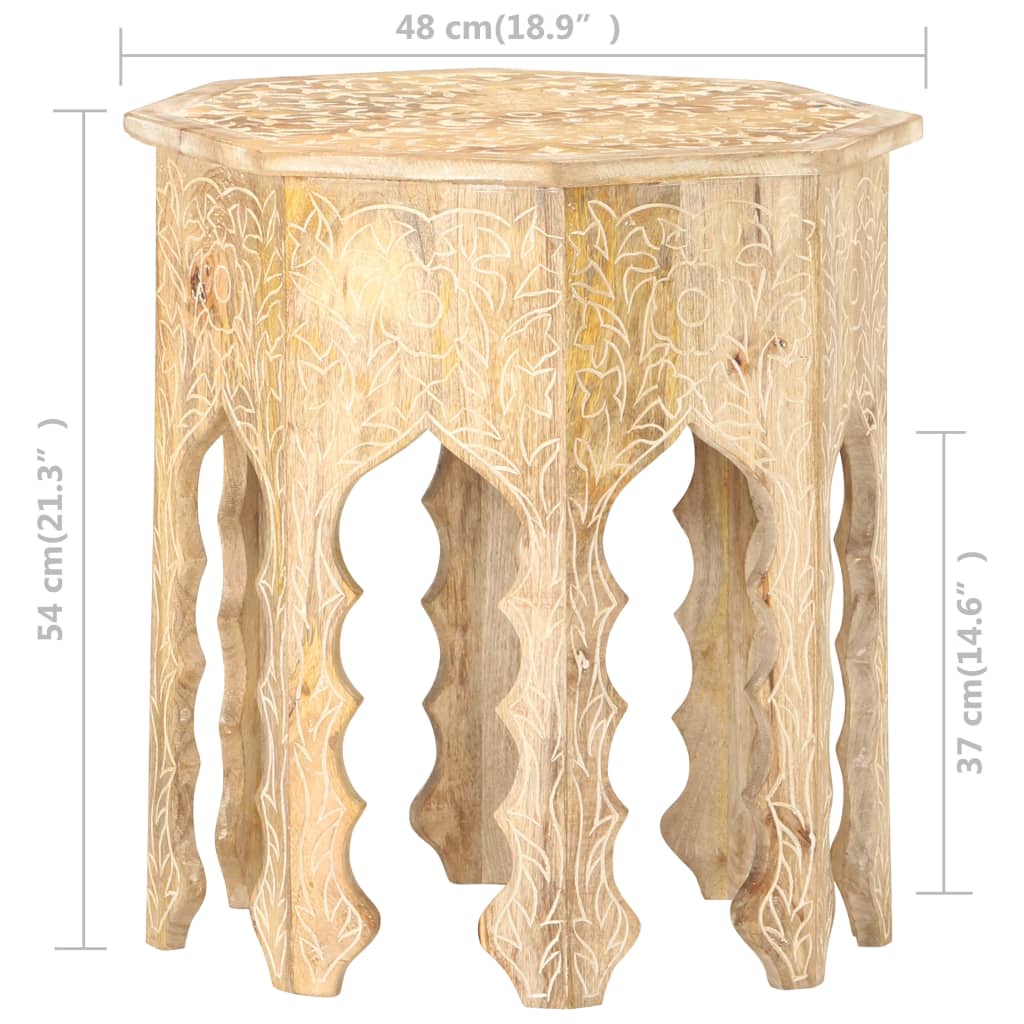 vidaXL Príručný stolík Ø48 cm mangovníkový masív
