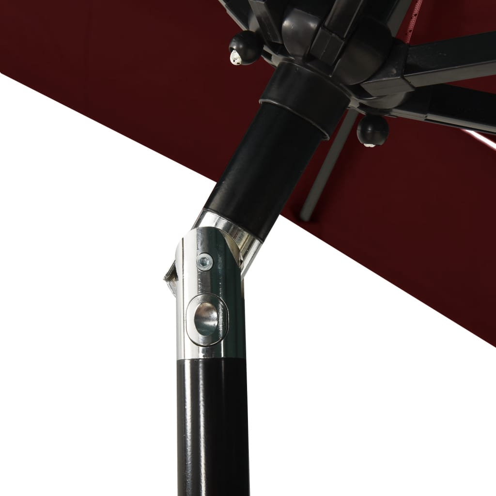 vidaXL 3-stupňový slnečník s hliníkovou tyčou bordovo-červený 2x2 m