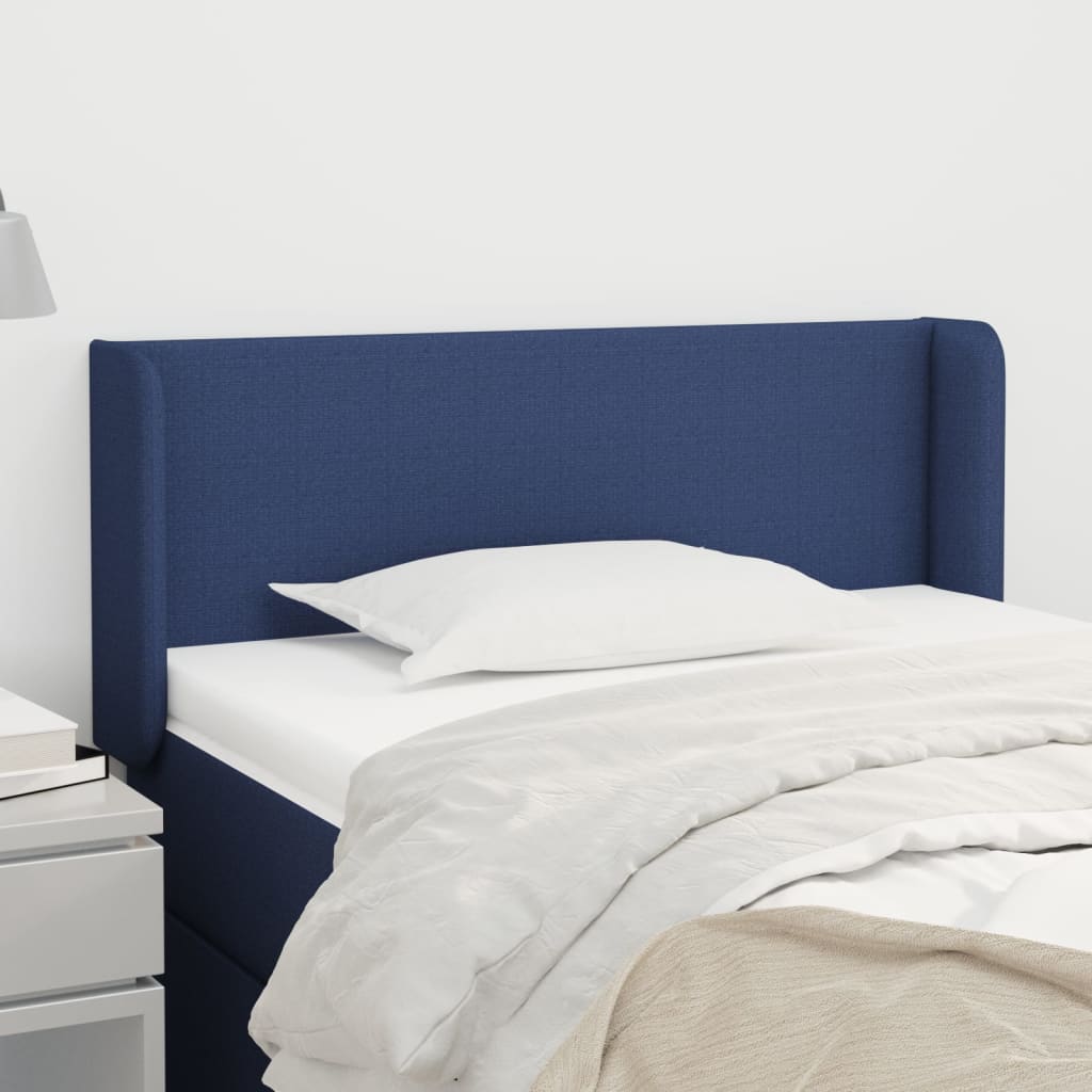 vidaXL Čelo postele so záhybmi modrý 83x16x78/88 cm látka