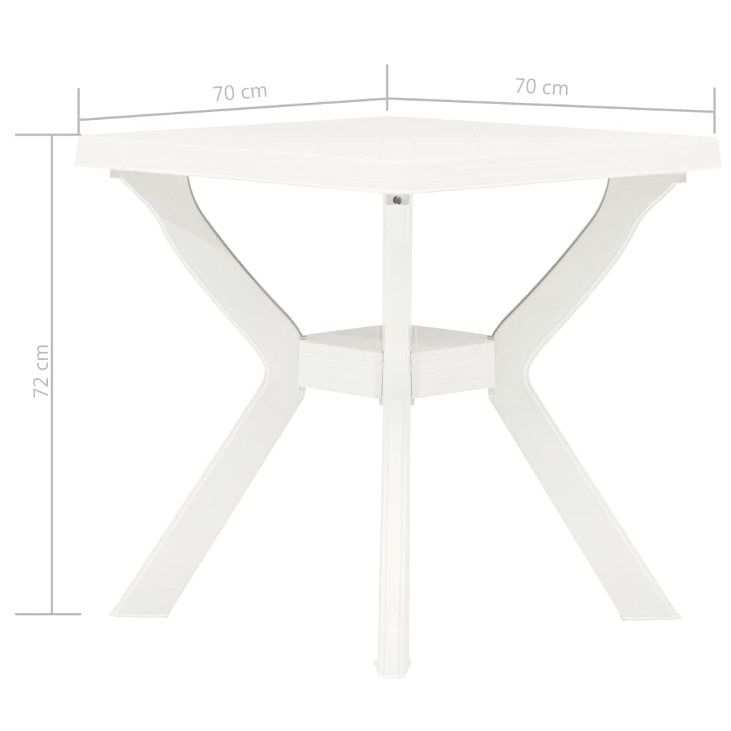 vidaXL Bistro stolík, biely 70x70x72 cm, plast