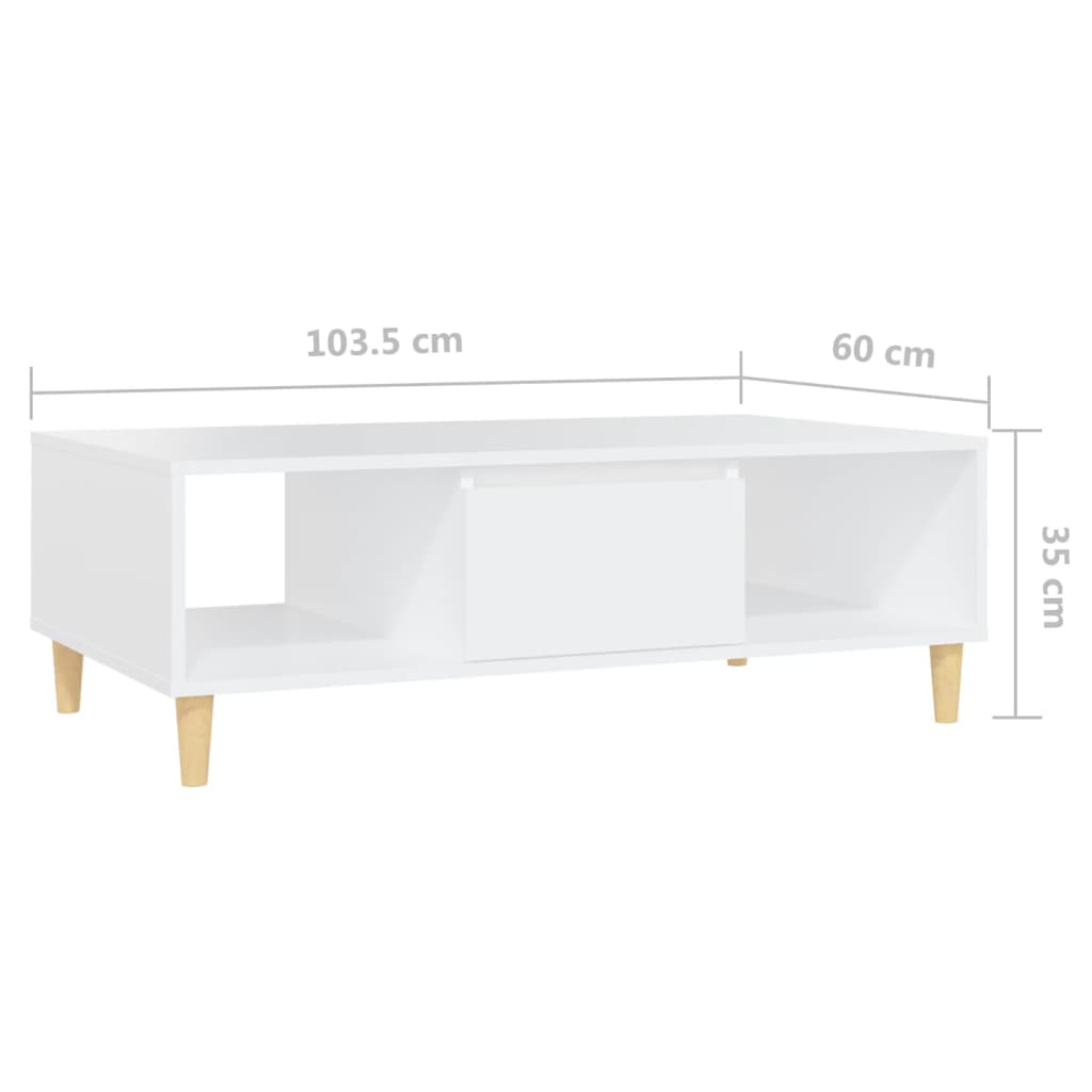vidaXL Konferenčný stolík biely 103,5x60x35cm drevotrieska