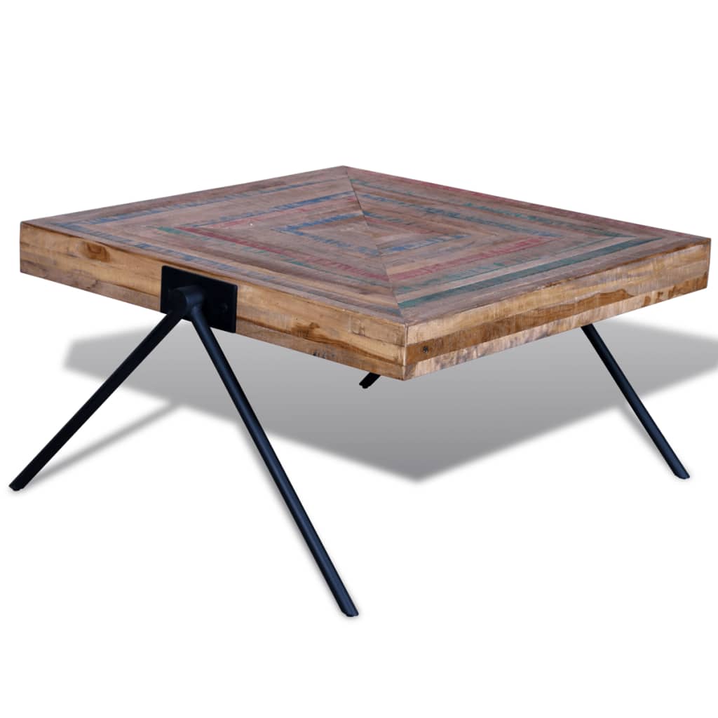 vidaXL Konferenčný stolík s nohami v tvare V, recyklované tíkové drevo