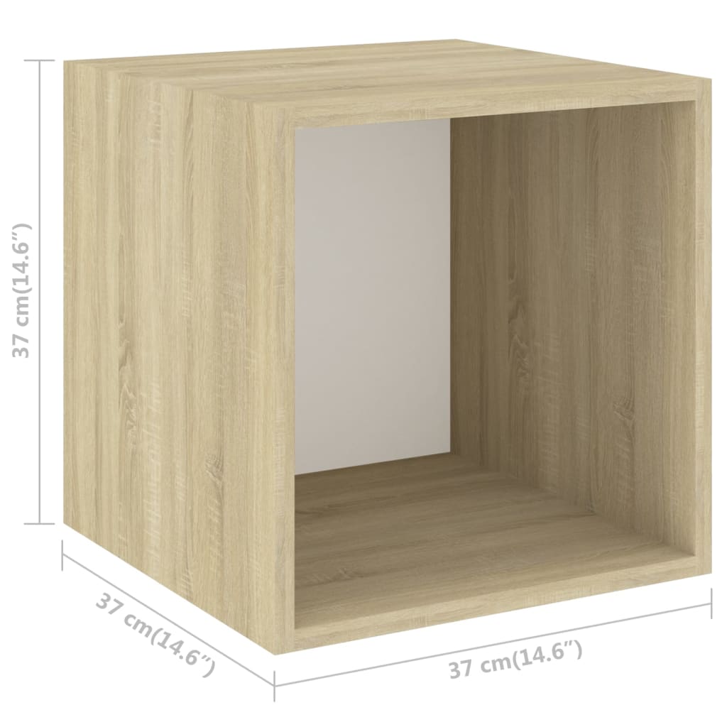 vidaXL Nástenné skrinky 4ks, biela+sonoma 37x37x37cm, kompozitné drevo