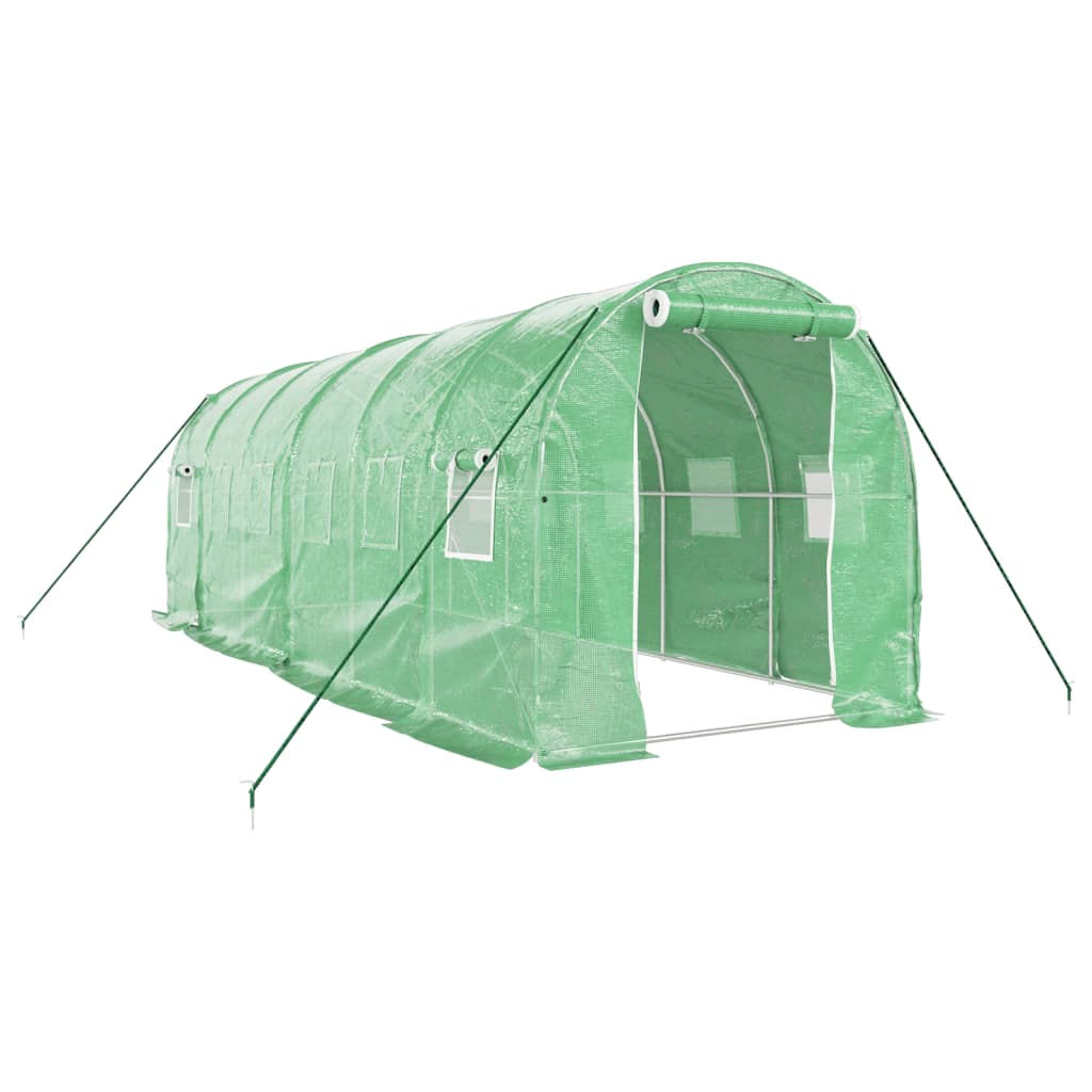 vidaXL Fóliovník s oceľovým rámom zelený 12 m² 6x2x2 m