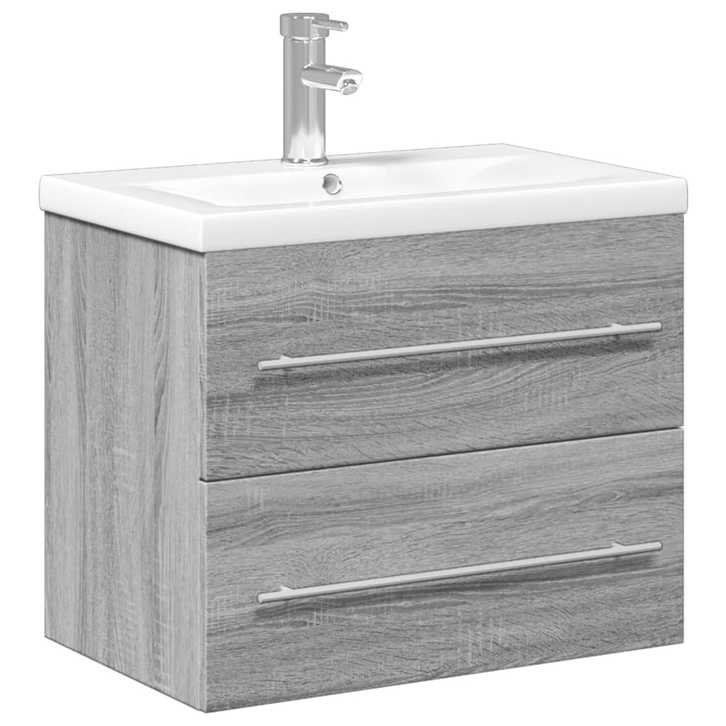 vidaXL Kúpeľňová umývadlová skrinka so zabudov. umývadlom sivá sonoma