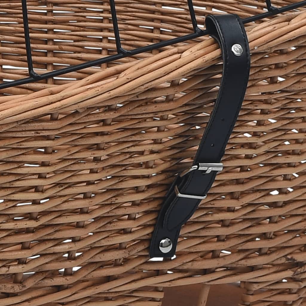 vidaXL Kôš na zadný nosič na bicykel s poťahom 55x31x36 cm prírodná vŕba