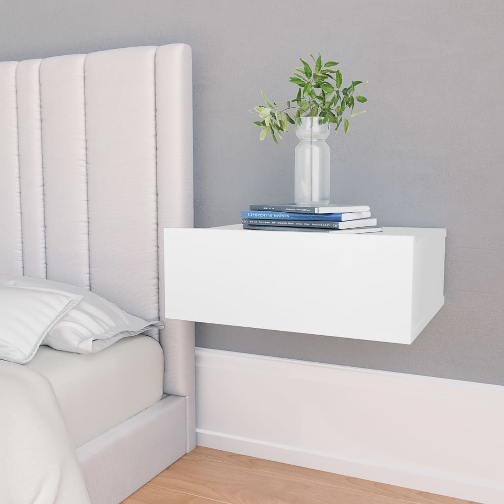 vidaXL Nástenný nočný stolík, biely 40x30x15 cm, kompozitné drevo