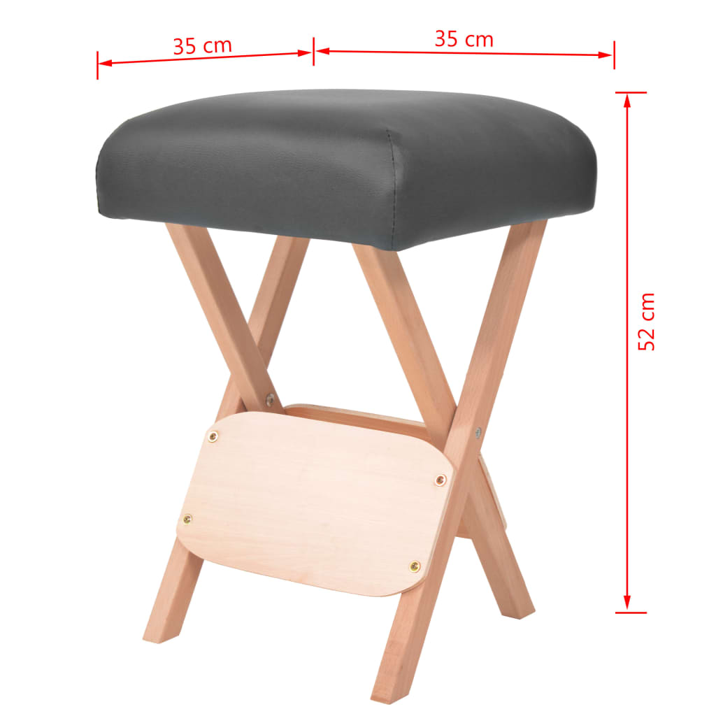 vidaXL Sklápacia masérska stolička s 12 cm hrubým sedadlom a 2 podložkami čierna