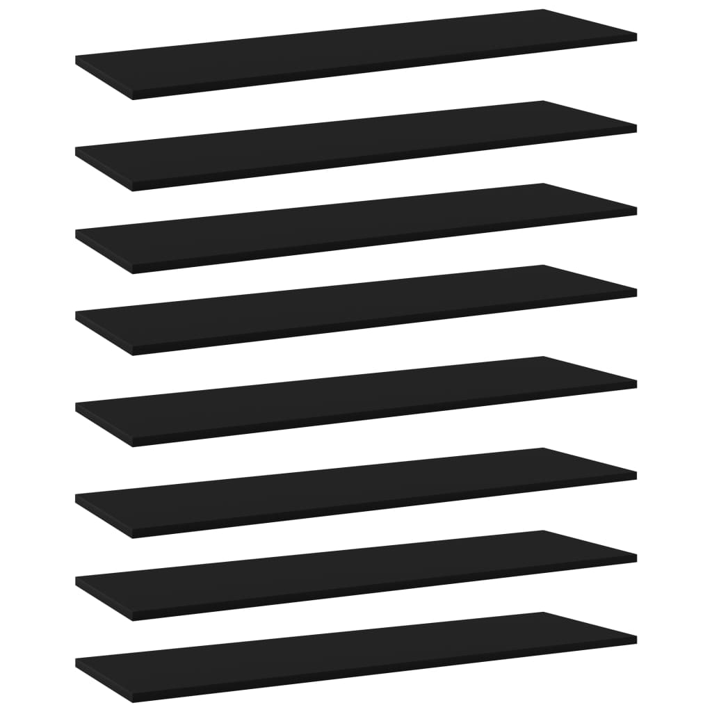 vidaXL Prídavné police 8 ks, čierne 100x30x1,5 cm, drevotrieska