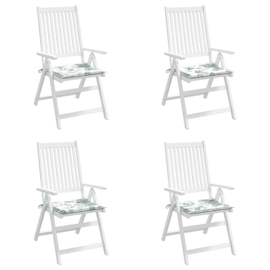 vidaXL Podložky na stoličku 4 ks vzor listov 50x50x3 cm látka