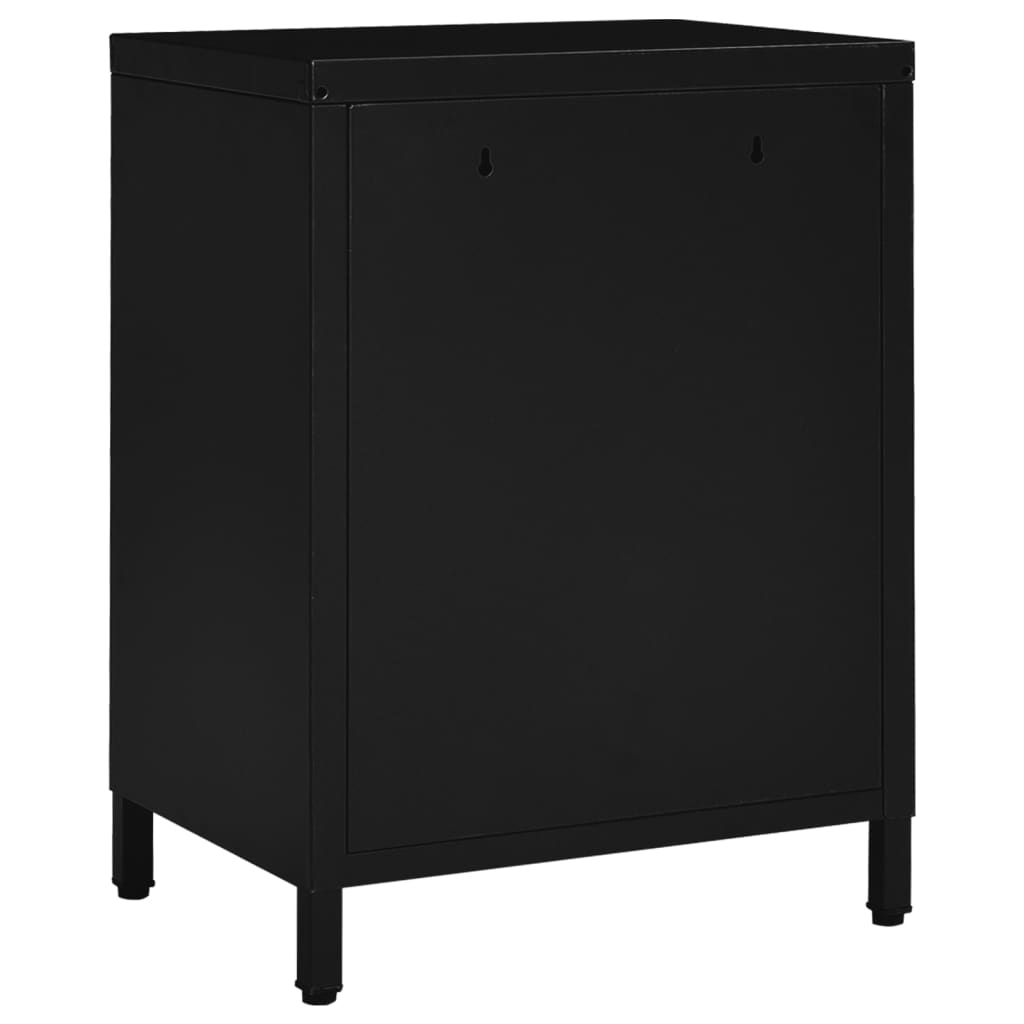 vidaXL Nočný stolík čierny 40x30x54,5 cm oceľ a sklo