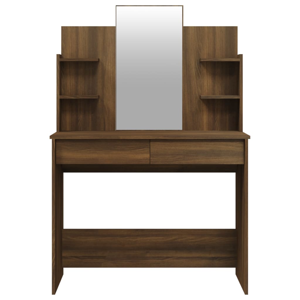 vidaXL Toaletný stolík so zrkadlom hnedý dub 96x40x142 cm