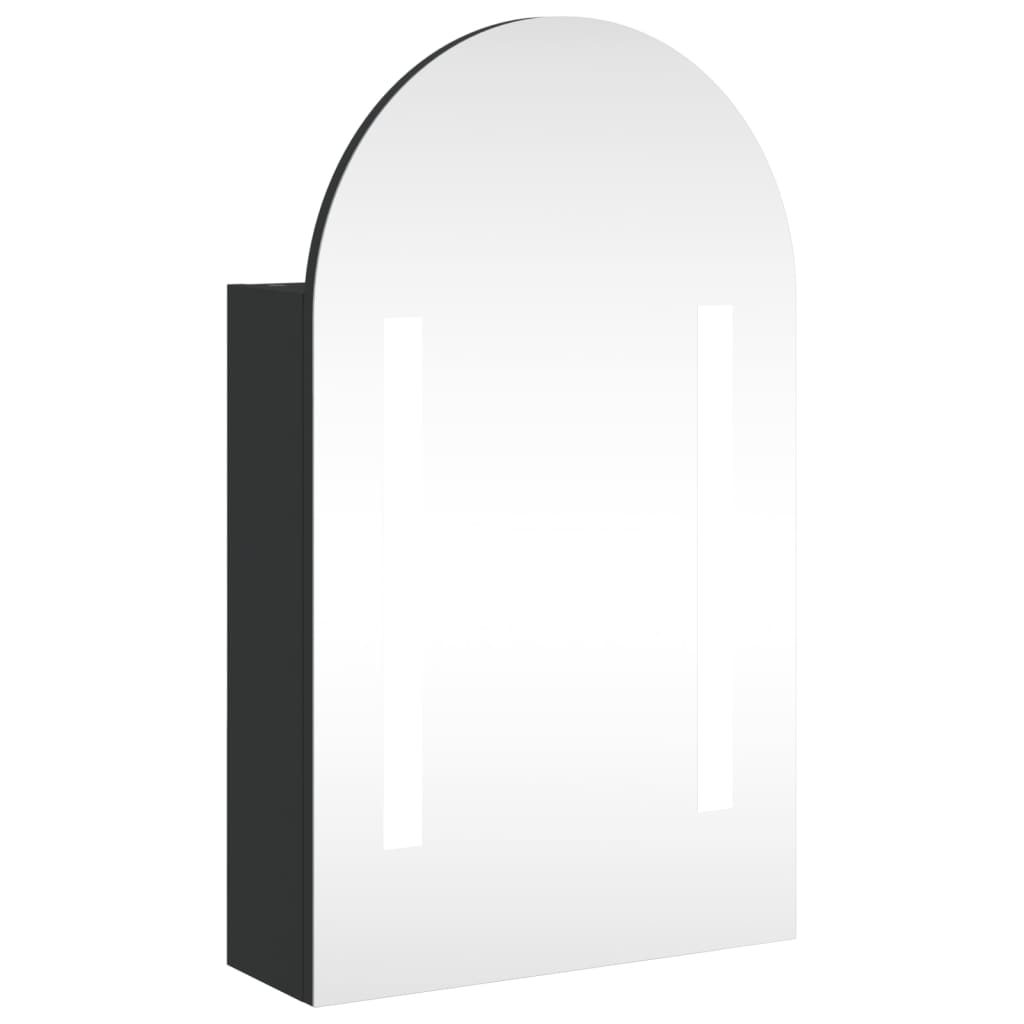 vidaXL Kúpeľňová zrkadlová skrinka s LED oblúková čierna 42x13x70 cm