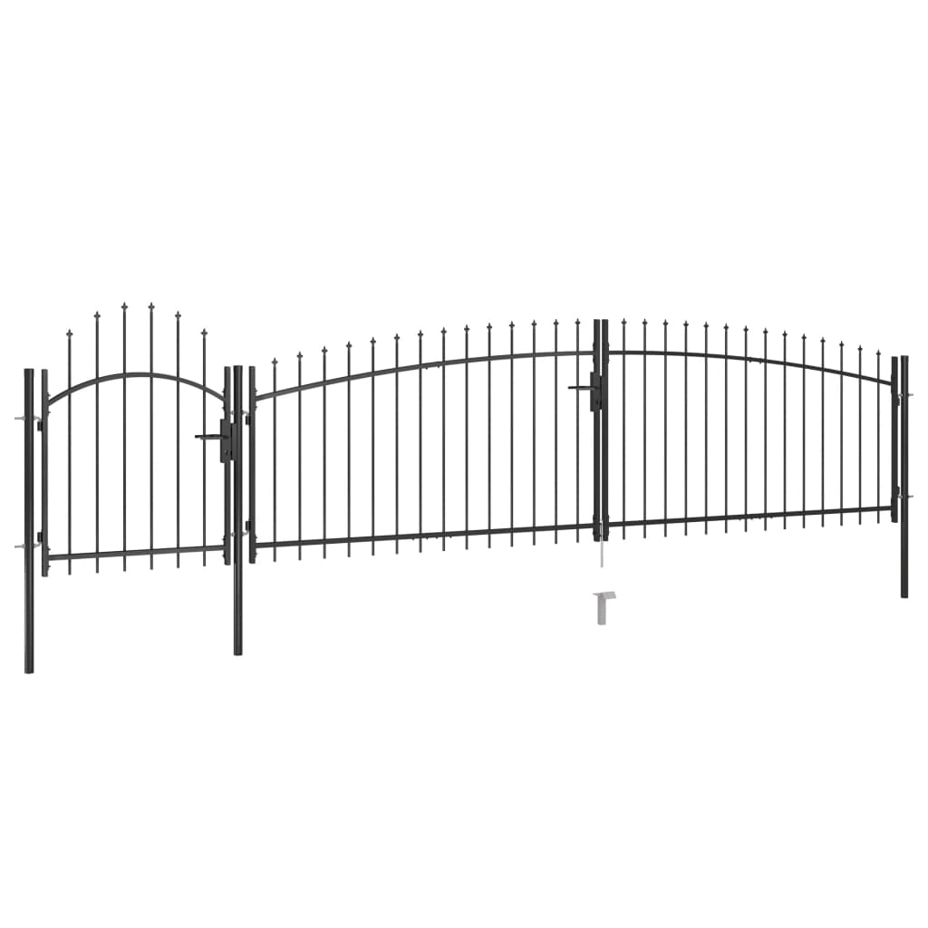 vidaXL Záhradná plotová brána s hrotmi 5x1,5 m, čierna