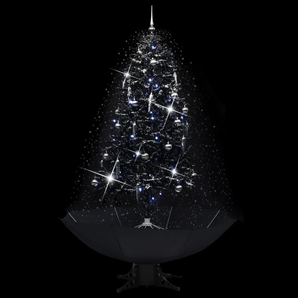vidaXL Snežiaci vianočný stromček s dáždnikovým podstavcom čierny 190 cm PVC