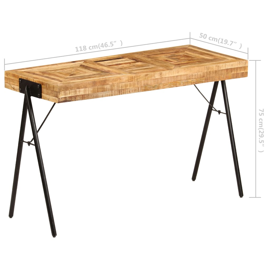 vidaXL Písací stôl 118x50x75 cm masívne mangovníkové drevo