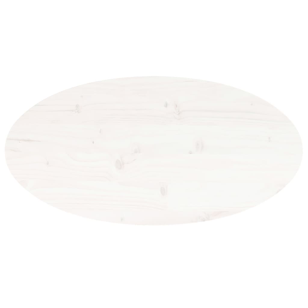vidaXL Stolová doska, biela 60x30x2,5 cm, borovicový masív, oválna