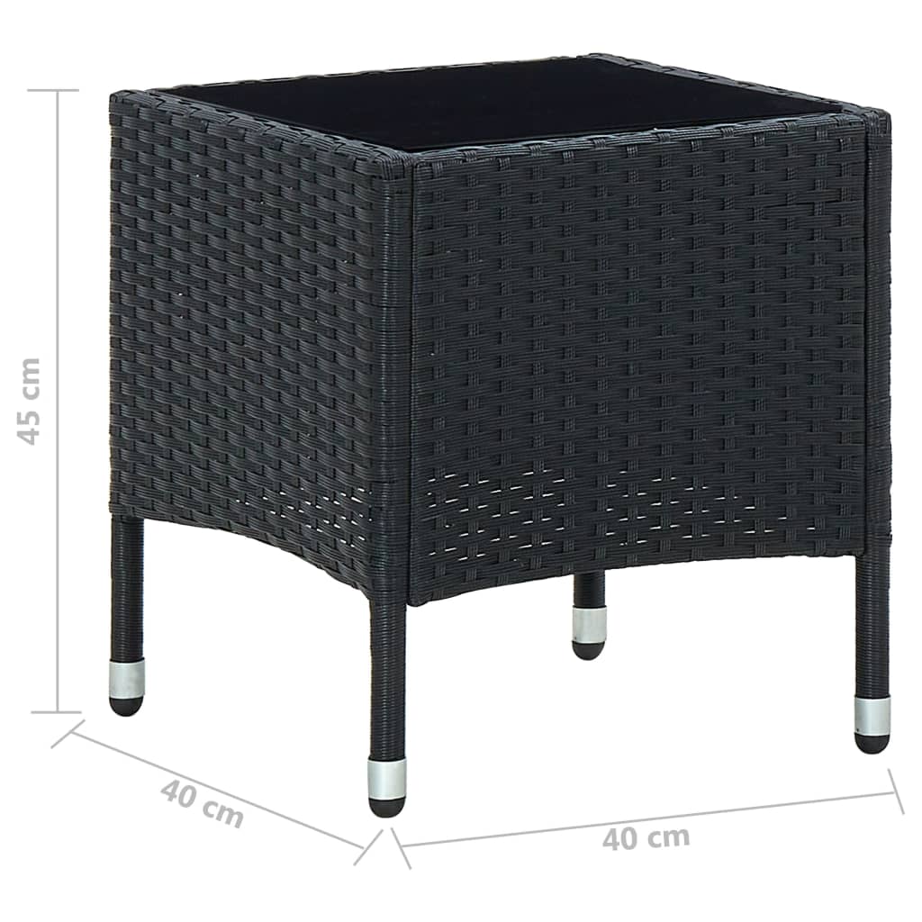 vidaXL Záhradný stôl čierny 40x40x45 cm polyratanový